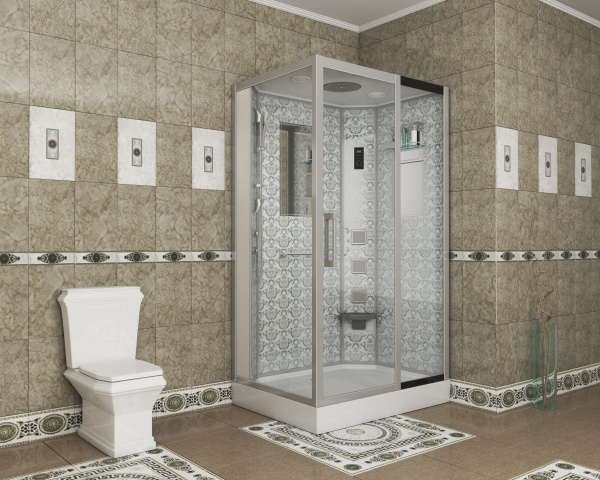 Душевая кабина Niagara Luxe NG-7711WR (90x120х215) низкий поддон(15см),дверь раздвижная,стенки серебро,6 мест