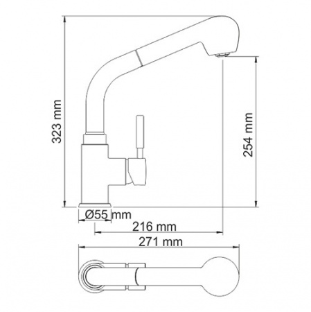 Смеситель для мойки Wasserkraft Wern 4266 с выдвижной лейкой