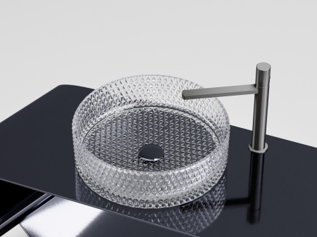Умывальник чаша накладная круглая Ceramicanova Cristal 360*360*112мм, прозрачная, CN6062