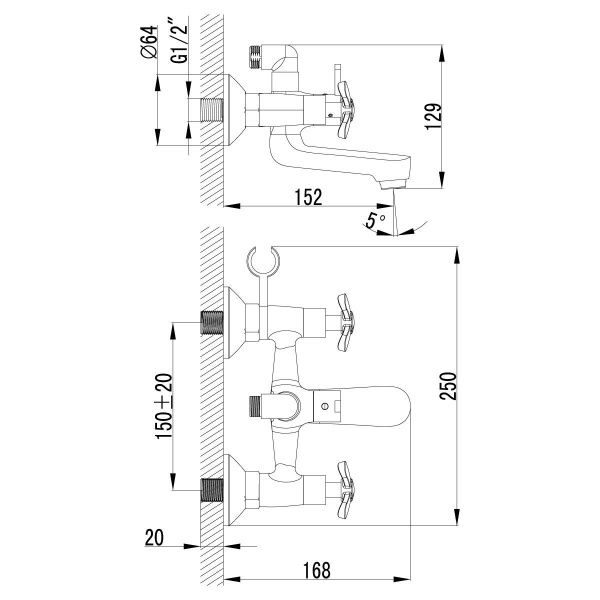 Смеситель  Lemark Partner LM6542C  для ванны