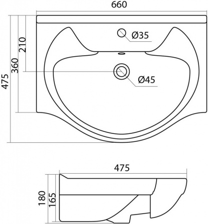 Раковина Santek Байкал 66 см 1.WH10.9.651