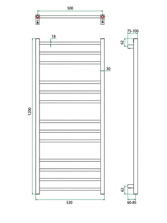 Полотенцесушитель ГРОТА ECOCLASSIK 53/120