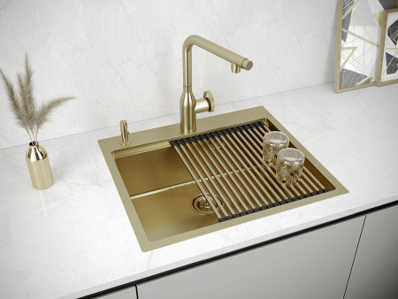 Мойка Paulmark KRONER-PRO 59 PM705951-BG 510х590х200 мм, нержавеющая сталь, брашированное золото