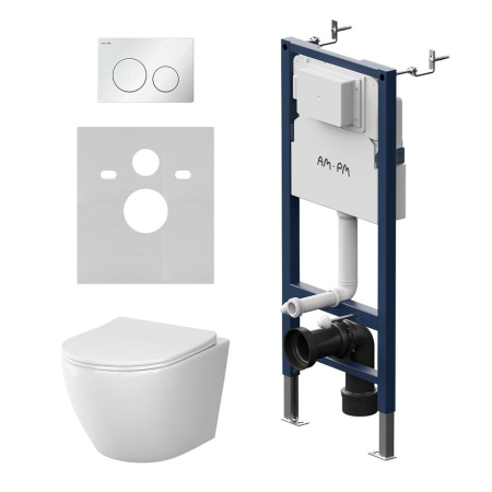 IS90101.801900 Инсталляция PrimeFit с клавишей L белый глянец с подвесным унитазом Like Aquaspin с сиденьем м/лиф