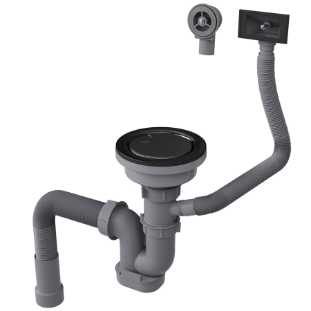 Сифон для одночашевой кухонной мойки с выпуском Reflexion Arno RX3001BL оружейная сталь