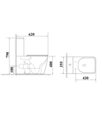Унитаз MIRKO Tornado напольный безободковый CT11090 (620х355х790) Ceruttispa