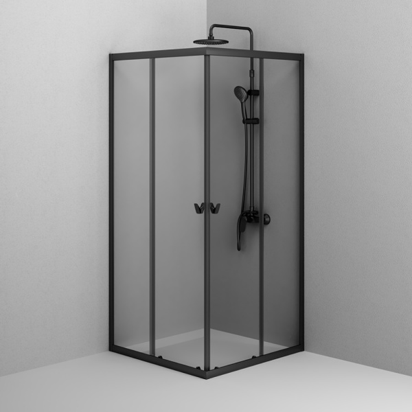 W87G-403-9090-BT Sunny Душевое ограждение AM.PM квадратное, раздвижн двери 90x90 черный,стекло прозрачное