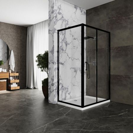 Душевой уголок Roxen Caspia 55060-100B-R 100x80 правый, прозрачное стекло/профиль черный