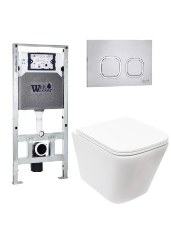 Комплект инсталляции с унитазом Weltwasser AMBERG 506 ST + GELBACH 043 MT-WT + AMBERG RD-MT CR