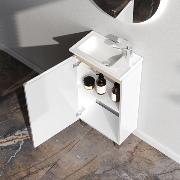 M85AFSX0451WG X-Joy База под раковину AM.PM, напольная, 45 см, 1 дверца, белый глянец