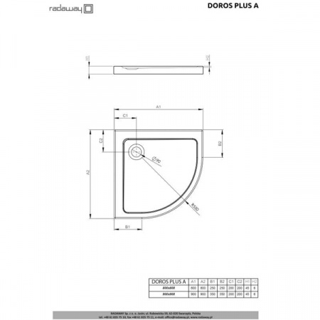 Душевой поддон Radaway Doros A 80x80 SDRA8080-01