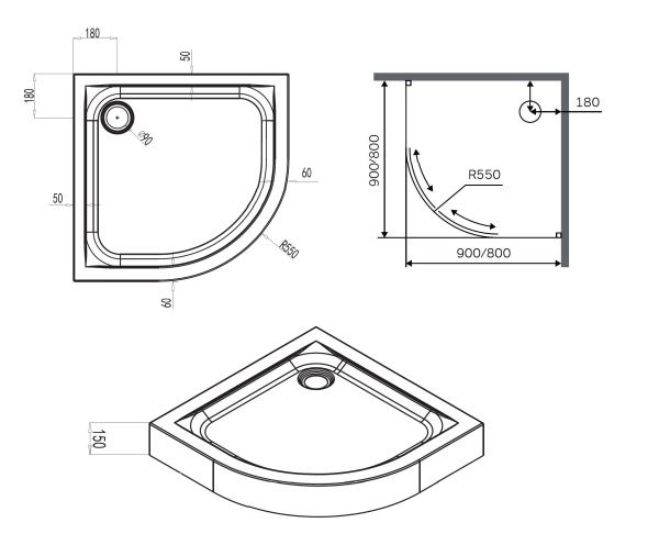 Поддон душевой AM.PM X-Joy W88T-205-080W 80x80