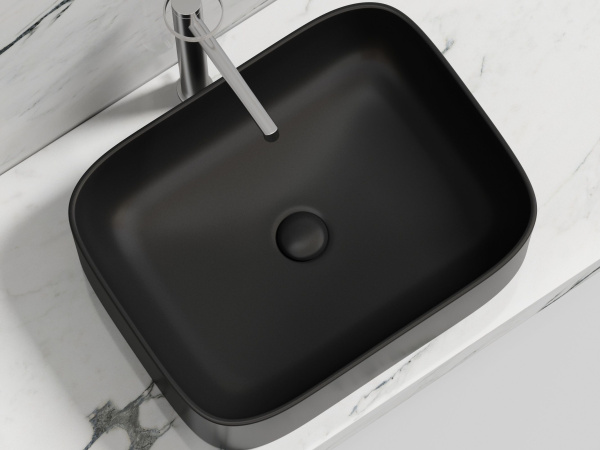 Умывальник чаша накладная прямоугольная Ceramicanova Element 505*380*150мм, черный матовый, CN6052MB
