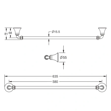 Полотенцедержатель Rose RG1217, хром