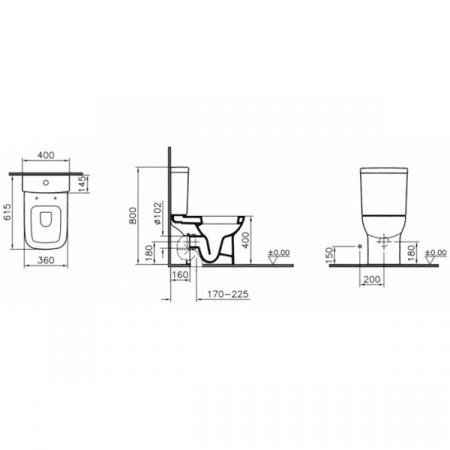 Унитаз напольный VitrA S20 9819B003-7202 с бачком и сиденьем микролифт