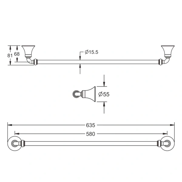 Полотенцедержатель Rose RG1217, хром