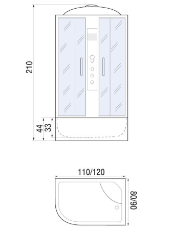 Душевая кабина River DUNAY 120/90/44 MT R 1200х900х2100мм