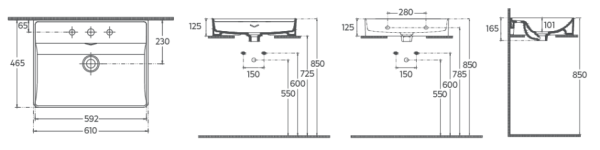 Раковина накладная ISVEA Vea 61 прямоугольная 61см, цвет белый 10VAS5061I