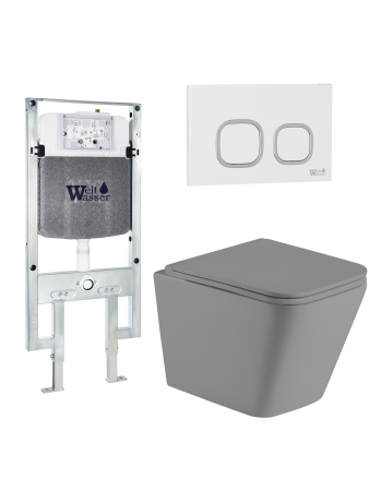 Комплект инсталляции с унитазом Weltwasser AMBERG 497 ST + GELBACH 041 MT-GR + AMBERG RD-WT