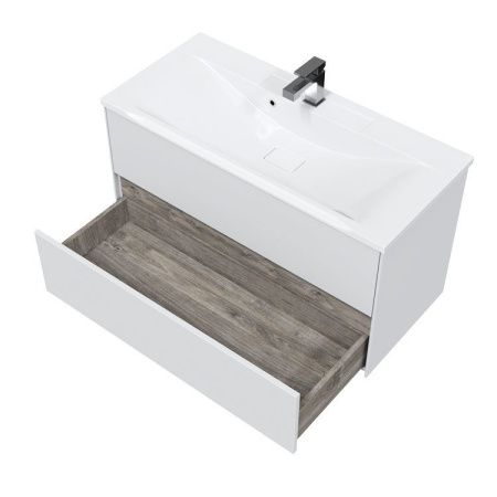 Тумба подвесная Toppus Silk 100 9811.003, белый матовый, с умывальником Premier