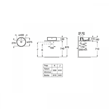 Раковина накладная Roca The Gap 40х13 3270MK000