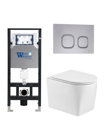 Унитаз с инсталляцией WeltWasser AMBERG 506 + NESENBACH 004 GL-WT + AMBERG RD-CR