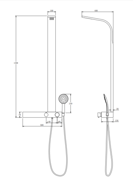 Душевая панель Taliente TA-G-TS1301B прямоугольная настенная