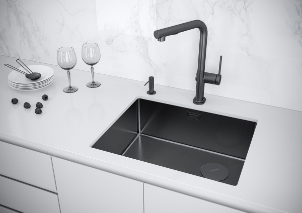 Мойка Paulmark NEXT-SKEW 54 UNI PM885444-GM 440х540х200 мм, нержавеющая сталь, вороненая сталь