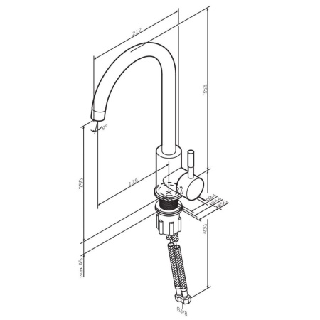 F85B07122 X-Joy S, Смеситель для кухни AM.PM с С-изливом, черный