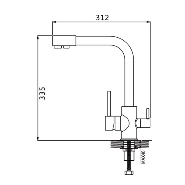 Смеситель для кухни со встроенным фильтром (краном) под питьевую воду Shevanik S868H
