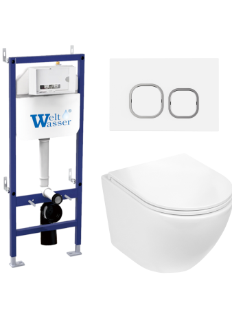 Комплект инсталляции с унитазом Weltwasser BAMBERG 460 + MERZBACH 043 GL-WT + BAMBERG WT