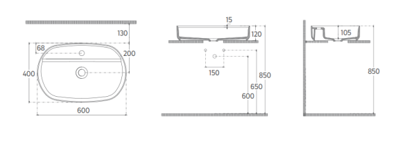 Раковина накладная ISVEA Infinity 60 см. цвет слоновая кость Terrazzo матовый 10NF65060SV-2K-TRZ