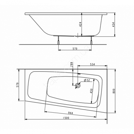 Акриловая ванна Kolo Split XWA1650000 150х80 правая