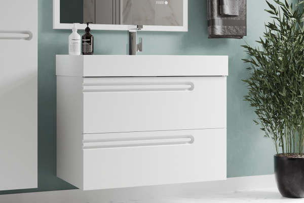 Тумба под умывальник Belux подвесная Стокгольм 80-02 Белый глянцевый