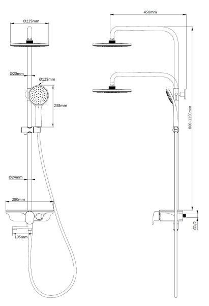 Душевая система WeltWasser WW DP 1020 BL черная