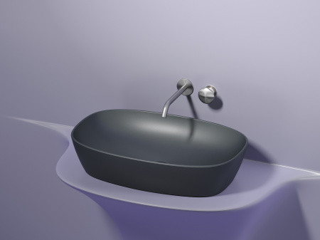 Умывальник чаша накладная овальная Ceramicanova Element 600*380*138мм, Темный антрацит матовый, CN6049MDH