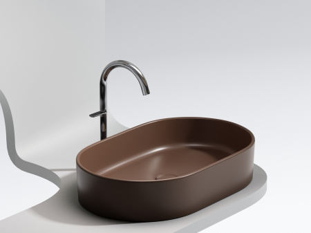 Умывальник чаша накладная овальная Ceramicanova Element 608*385*122мм, Темно-коричневый матовый, CN6048MDB
