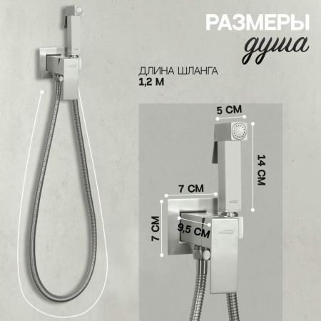 Смеситель встраиваемый с гигиеническим душем Hansberge H3077 Никель