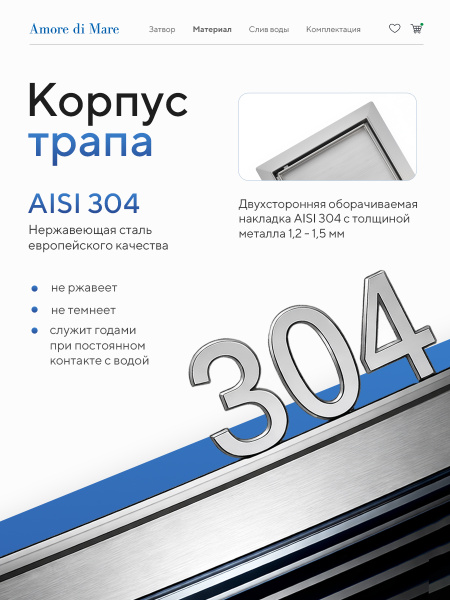 Трап для душа Amore di Mare Picco SD-15, 150х150 мм, оборачиваемый под плитку, хром