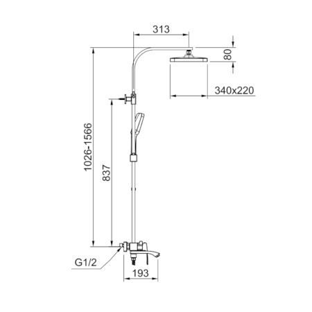 Душевая система Raglo R01.24.03, сатин золотой