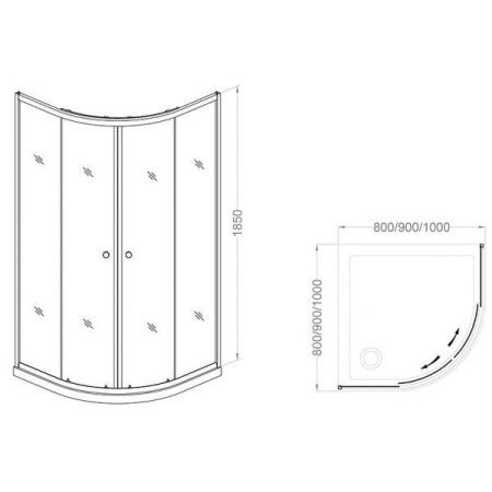 Душевой угол Veconi Rovigo RV-02 90x90x185 RV02-90PL-01-19C1 стекло прозрачное