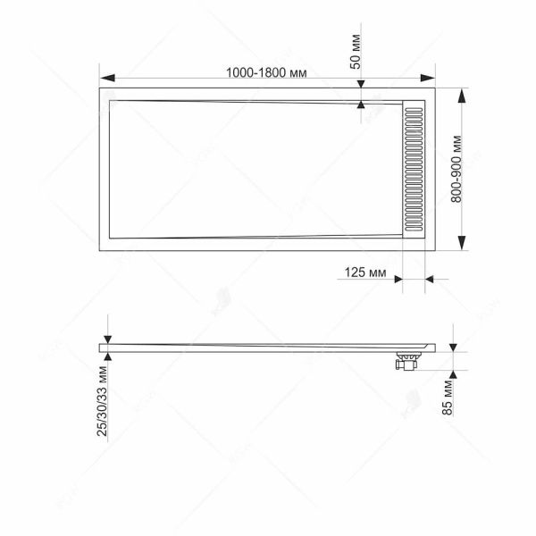 Душевой поддон прямоугольный RGW STM-G 14202813-02 80х130х3 см