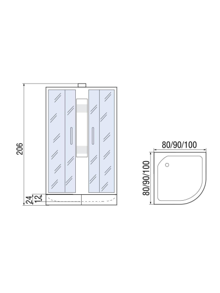 Душевая кабина МОНОМАХ МОНОМАХ Б/К 90/24 С МЗ 900х900х2060мм