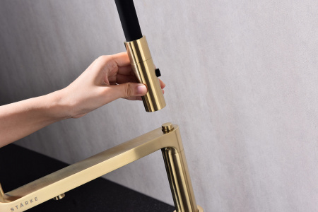 Смеситель для кухни Paulmark TORNADO To213402-SBG, светлое брашированное золото