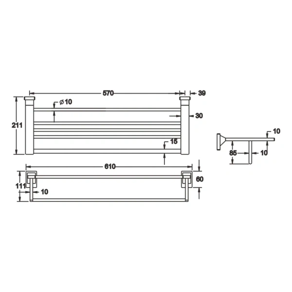 Полка для полотенец Rose RG1608H, черный