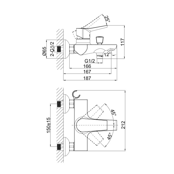 Смеситель для ванны D&K Rhein DA1263201, хром