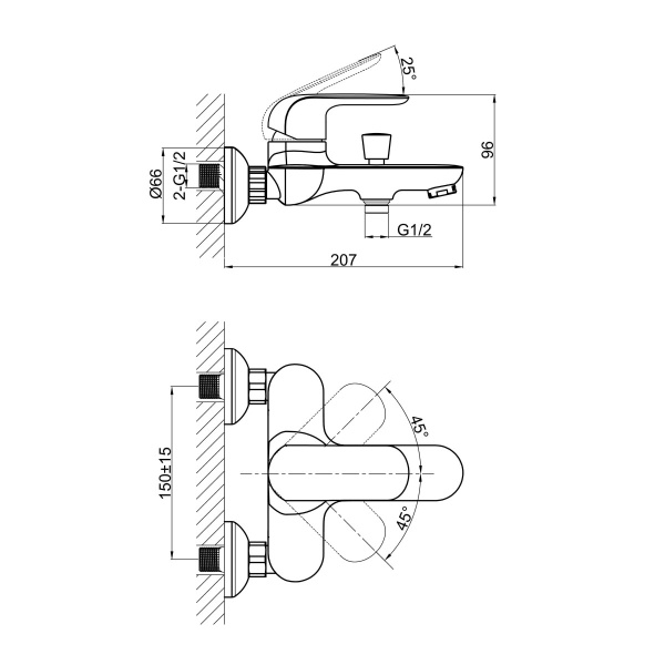 Смеситель для ванны D&K Venice DA1023201, хром