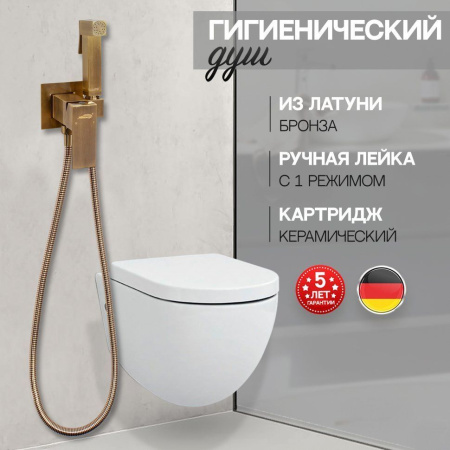 Смеситель встраиваемый с гигиеническим душем Hansberge H3077 Бронза