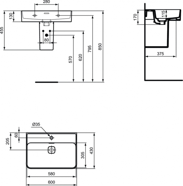 Умывальник Ideal Standard Strada II T300001 60 см