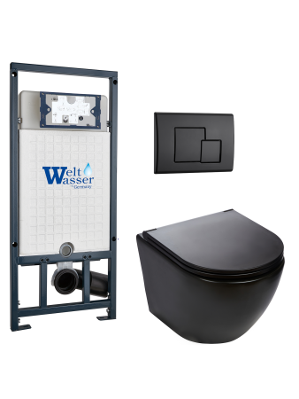 Комплект инсталляции с унитазом Weltwasser MARBERG 507 + MERZBACH 043 MT-BL + MAR 507 SE MT-BL
